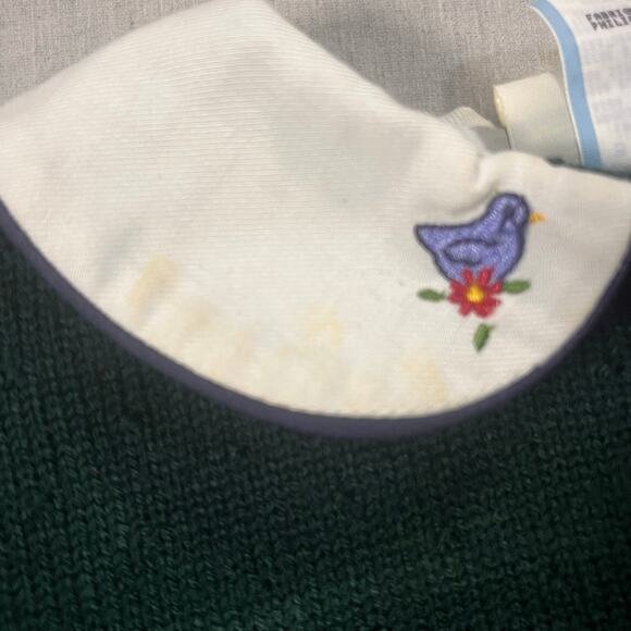 Vintage BT Kids 3T Birdhouse Sweater Collar Plaid Bow Cottagecore Vintage Cute - Picture 7 of 11